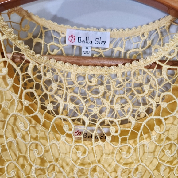 Yellow Swirl Crochet Lagenlook Cottage Long Sleeve Top - Picture 3 of 11